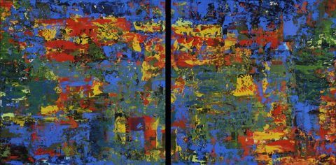Reflections of the Day Diptych — Mixed media on canvas by Brad Forsythe